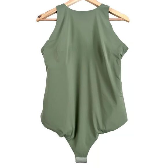 Pinsy Women's Sz M Sage Green High Neck Thong Shapesuit Shapewear Bodysuit - Picture 1 of 4